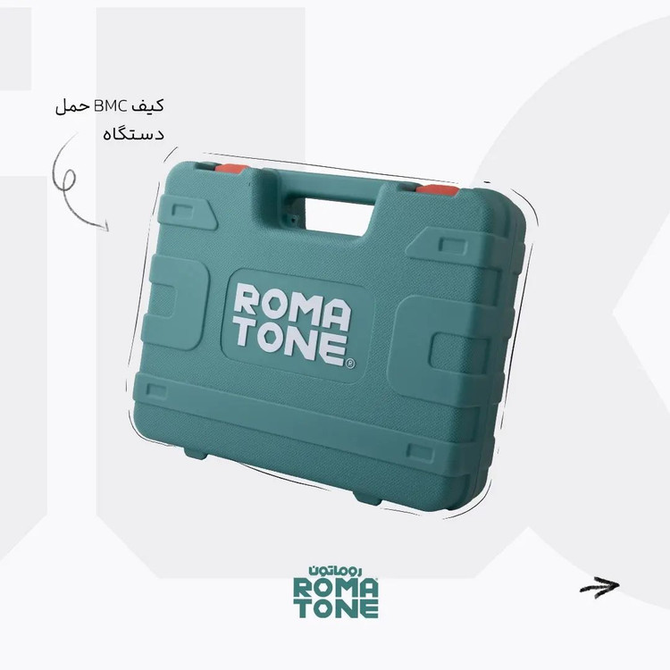 سشوار صنعتی 2000 وات دیمردار روماتون مدل 5220 با المنت سرامیکی MIKA، دیمر 7 حالته، کیف BMC و گارانتی 20 ماهه